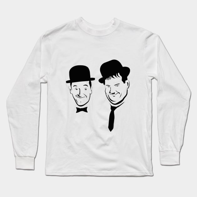 Laurel and Hardy Ink in Black and White Long Sleeve T-Shirt by ibadishi